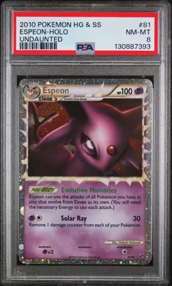 Espeon Holo Undaunted Pokemon Heartgold & Soulsilver Undaunted 81/90 PSA 8 - Image 1