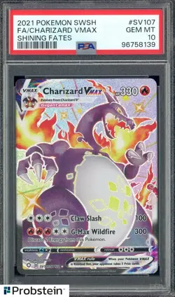 2021 Pokemon SWSH Shining Fates #SV107 FA Charizard VMAX PSA 10 GEM MINT - Image 1