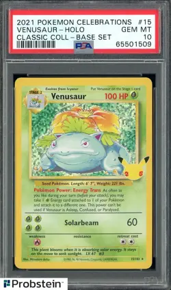 2021 Pokemon Celebrations Classic Base Set #15 Venusaur Holo PSA 10 GEM MINT - Image 1