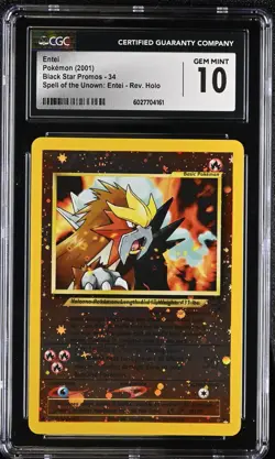 Pokemon 2001 Entei Spell of the Unown: Entei Black Star Promos #34 CGC 10 - Image 1