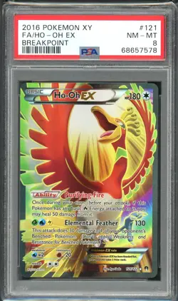 2016 Pokemon XY Breakpoint Full Art Ho-Oh Ex #121 PSA 8 NM - Image 1