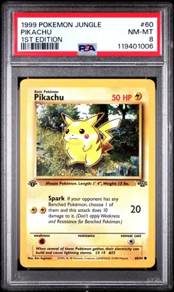 1999 POKEMON JUNGLE 60 PIKACHU 1ST EDITION PSA 8 - Image 1