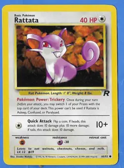 2000 Wizards Pokemon Team Rocket Unlimited Ratatta 66/82 Non Holo NM-MN - Image 1