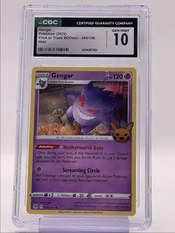 GENGAR 2023 POKEMON LOST ORIGIN TRICK TRADE BOOSTER HOLO 066/196 CGC 10 Q1219 - Image 1