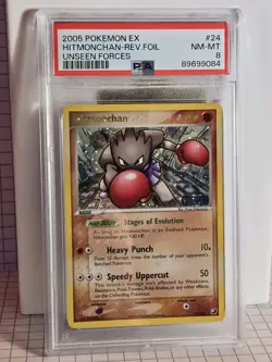 2005 Pokemon Ex Unseen Forces - Hitmonchan Rev Foil #24 - PSA 8 - Image 1