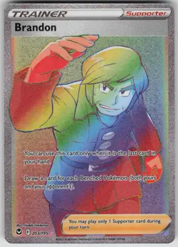 Pokemon TCG Brandon (Secret) Secret Rare SWSH12: Silver Tempest 203/195 - Image 1