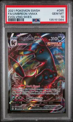 2021 POKEMON SWORD & SHIELD EVOLVING SKIES #095 FULL ART/UMBREON VMAX PSA 10 - Image 1