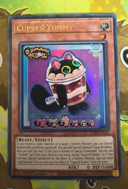 Cupsy Yummy JUSH-EN016 Yugioh 1st Edition Ultra Rare - Image 1