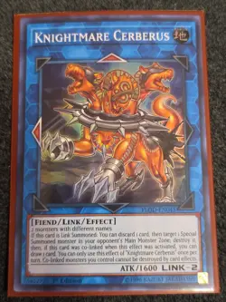 Yugioh Knightmare Cerberus FLOD-EN045 Super Rare NM 1st Edition - Image 1