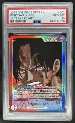 2025 One Piece Carrying On Will Portgas D. Ace Leader Alt Art #OP13-002 PSA 10 - Image 1