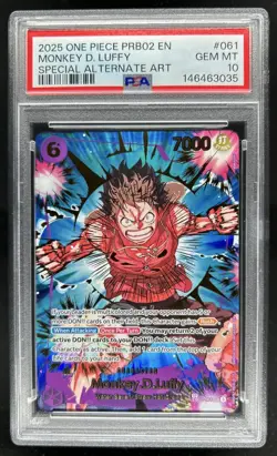 2025 One Piece Anime 25th Monkey D. Luffy Alternate Art #EB02-061 PSA 10 - Image 1
