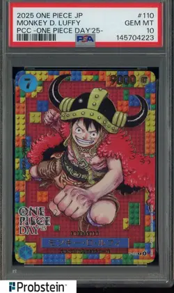 2025 One Piece JP PCC One Piece Day '25 #110 Monkey D. Luffy PSA 10 GEM MINT #2 - Image 1