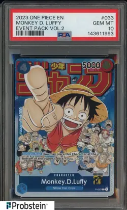 2023 One Piece EN Event Pack Vol. 2 #033 Monkey D. Luffy PSA 10 GEM MINT #2 - Image 1
