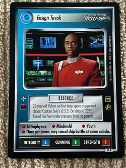 Star Trek CCG 1E TMP Set ENSIGN TUVOK Rare Card - Image 1