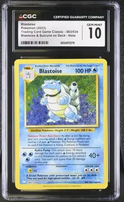 Pokemon Blastoise 2023 Trading Card Game Classic 003/034 Holo CGC 10 - Image 1