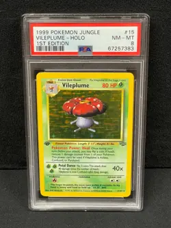 1999 POKEMON JUNGLE 1ST EDITION ENGLISH HOLO #15 VILEPLUME PSA NM-MT 8 SET BREAK - Image 1