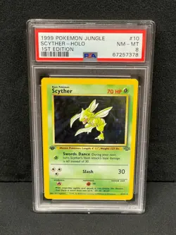 1999 POKEMON JUNGLE 1ST EDITION ENGLISH HOLO #10 SCYTHER PSA NM-MT 8 SET BREAK - Image 1