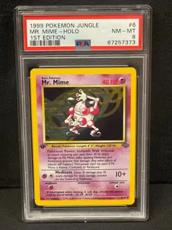 1999 POKEMON JUNGLE 1ST EDITION ENGLISH HOLO #6 MR. MIME PSA NM-MT 8 SET BREAK - Image 1