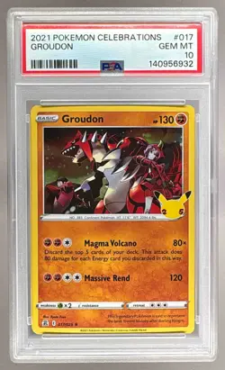 140956932 Groudon 2021 Pokemon Sword & Shield Celebrations #017 PSA 10 - Image 1