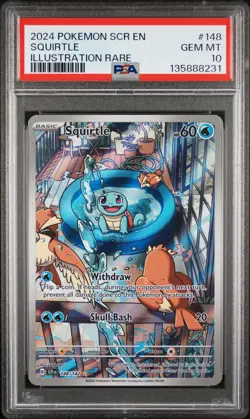 2024 POKEMON SCR EN-STELLAR CROWN ILLUSTRATION RARE #148 SQUIRTLE PSA 10 - Image 1