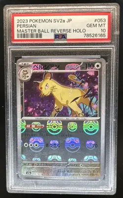 2023 Pokemon SV Pokemon 151 JP Persian Reverse Holo Master Ball #053/165 PSA 10 - Image 1