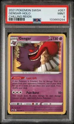 133669294 Gengar 2021 Pokemon Sword & Shield Chilling Reign #057 Holo PSA 9 - Image 1