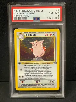 1999 POKEMON JUNGLE 1ST EDITION ENGLISH HOLO #1 CLEFABLE PSA NM-MT 8 SET BREAK - Image 1