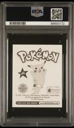 POKEMON SERIES 1, MERLIN TOPPS STICKER # 145, ZAPDOS, YEAR 1999 PSA 8 - Image 2