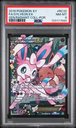 2016 POKEMON XY GENERATIONS RADIANT COLL PORTUGUESE FULL ART/SYLVEON EX PSA 8 - Image 1