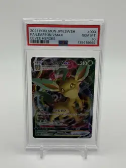 2021 POKEMON JPN SWORD & SHIELD EEVEE HEROES #003 FULL ART/LEAFEON VMAX PSA 10 - Image 1