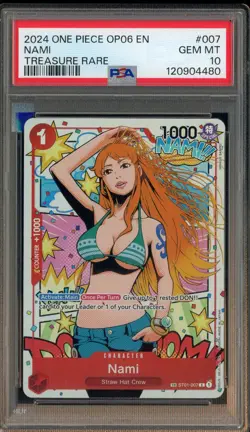 2024 One Piece OP06 EN Treasure Rare #007 Nami PSA 10 GEM MINT - Image 1