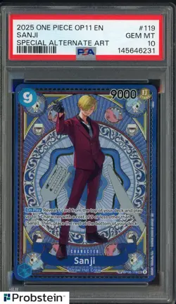 2025 One Piece OP11 EN Special Alternate Art #119 Sanji PSA 10 GEM MINT - Image 1