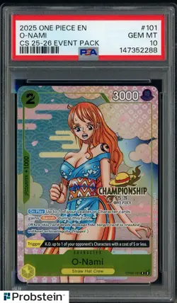 2025 One Piece EN O-Nami #101 Championship 25-26 Event Pack PSA 10 GEM MINT - Image 1