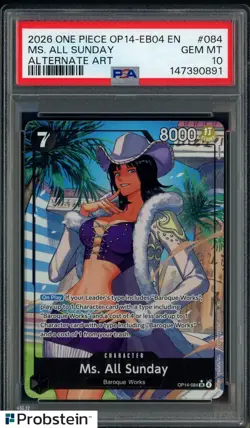 2026 One Piece OP14-EB04 #084 Ms. All Sunday Alternate Art PSA 10 - Image 1