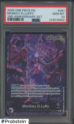 2025 One Piece EN 2nd Anniversary Set #061 Monkey D. Luffy PSA 10 GEM MINT - Image 1