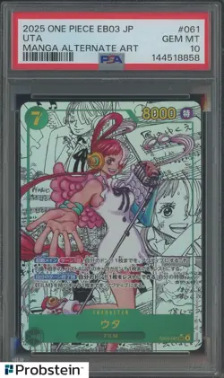 2025 One Piece EB03 Japanese #061 Uta Manga Alternate Art PSA 10 GEM MINT - Image 1