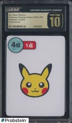 2025 Pokemon Playing Cards JPN First Round Taruka 4th Pl Pikachu CGC 10 PRISTINE - Image 1