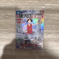 Bandai Namco One Piece CCG Monkey.D.Luffy US Voyage Promo Full Art Holo Card - Image 1