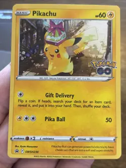 Pokemon GO TCG Pikachu with Gift Promo SWSH234 Pokemon Card Black Star - Image 1