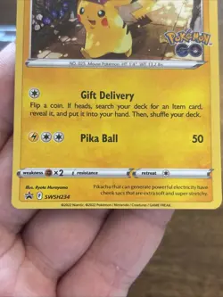 Pokemon GO TCG Pikachu with Gift Promo SWSH234 Pokemon Card Black Star - Image 3