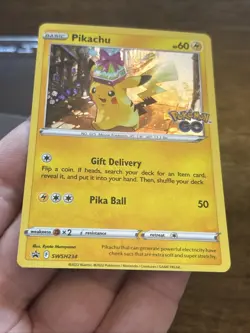 Pokemon GO TCG Pikachu with Gift Promo SWSH234 Pokemon Card Black Star - Image 4