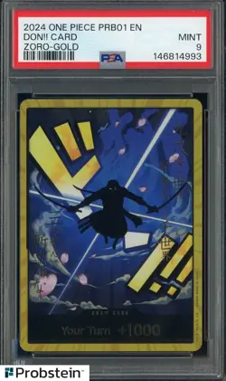 2024 ONE PIECE ENGLISH PRB01 RORONOA ZORO-GOLD DON!! CARD PSA 9 - Image 1