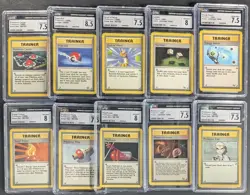 Lot (10) 1999 Pokemon Assorted CGC Graded Trainer Cards w/ Professor Oak - Image 1