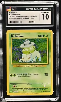 Pokemon Bulbasaur 2023 Trading Card Game Classic 001/034 Holo CGC 10 - Image 1