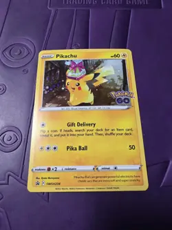 Pokemon TCG Pokemon Go Pikachu (Hat) Black Star Holo Promo Card SWSH234 - Image 1