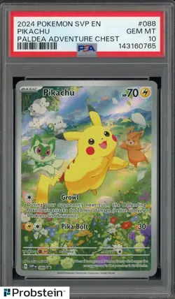 #2 2024 Pokemon SVP EN Paldea Adventure Chest #088 Pikachu PSA 10 GEM MINT - Image 1