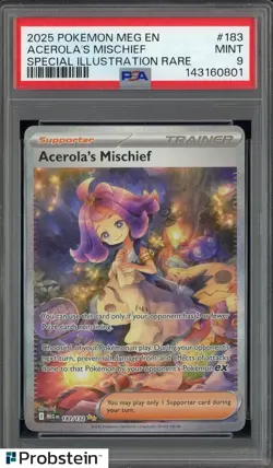 #1 2025 Pokemon MEG EN Special Illustration Rare #183 Acerola's Mischief PSA 9 - Image 1