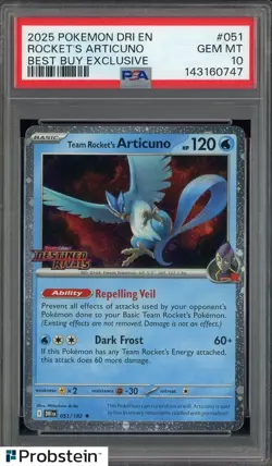 #2 2025 Pokemon DRI EN Best Buy Exclusive #051 Rocket's Articuno PSA 10 GEM MINT - Image 1