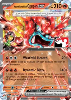 1x Hearthflame Mask Ogerpon ex (#040/167) - H NM Eng Pokemon - Prize Pack Series - Image 1