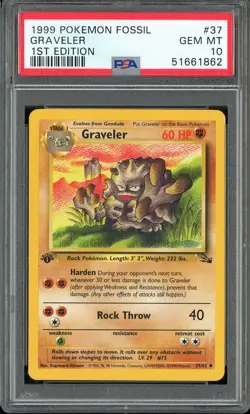 PSA 10 Graveler 1st Edition Fossil 37/62 Pokemon Card - Image 1